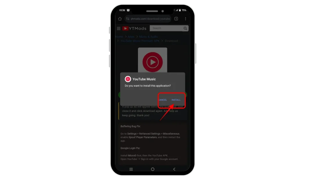 Install the YouTube Music APK